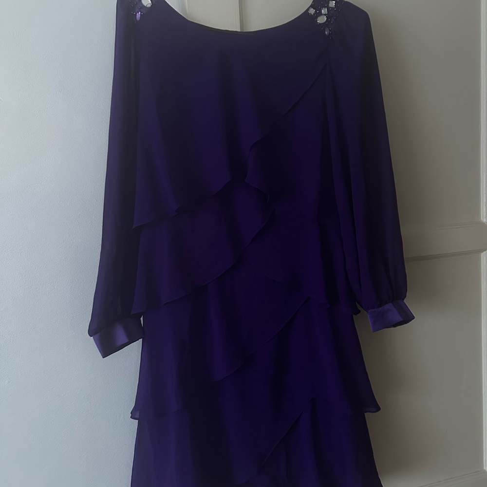SL Fashions Deep Purple Long Sleeve Dress